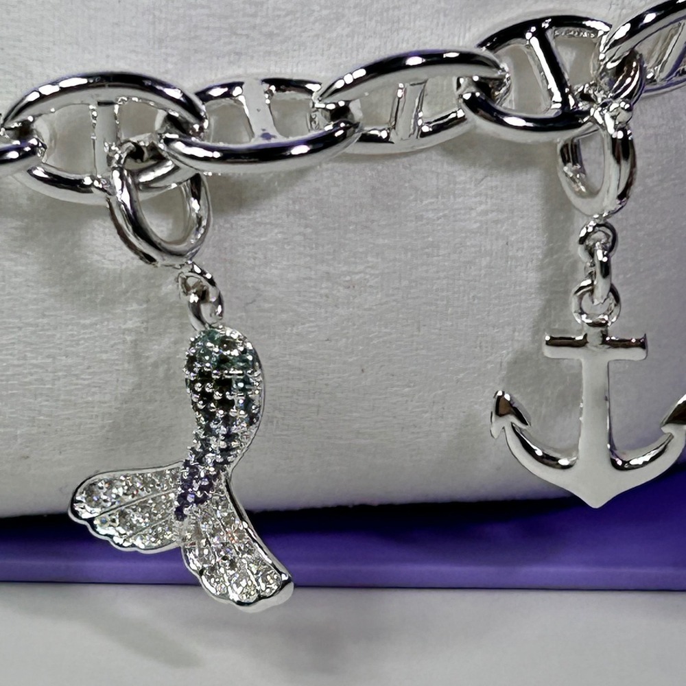 Bomb Party Charmelier BP Queen Of Sea Silver Plated CZ Charm Bracelet BR70669 - Picture 3 of 9